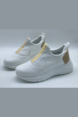 Comprar white Sneakers sin cordones con diseño dorado
