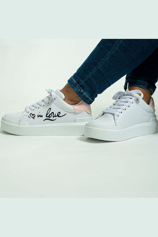 Comprar baby-rose Sneakers blancos con detalle de color y diseño In love