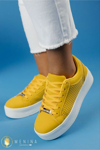 Buy yellow Sneakers de plataforma con troquelado