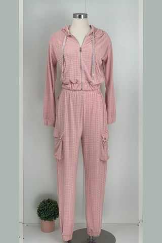 Buy pink Set de sudadera con capucha y pantalón con bolsillos