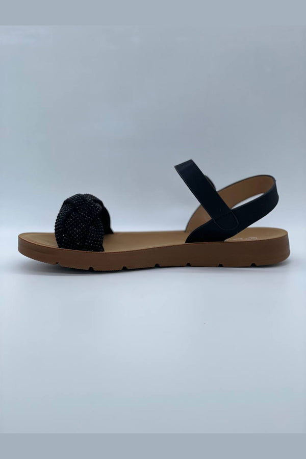 Sandalias planas de correa al talón y diseño trenzado