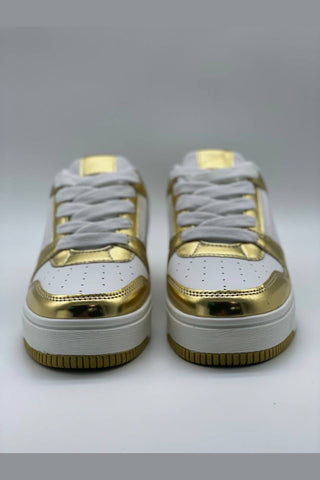 Buy gold Sneakers clásicos con detalles metalizados