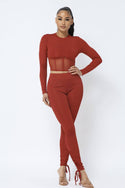 CORSET STYLE TOP LONG SLEEVE FITTED LEGGING SET