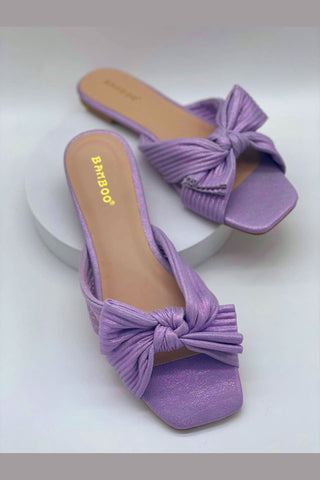 Buy lilac Sandalias planas a la moda con moño