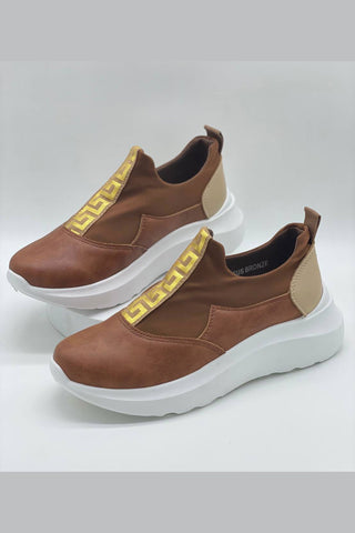 Buy bronze Sneakers sin cordones con diseño dorado