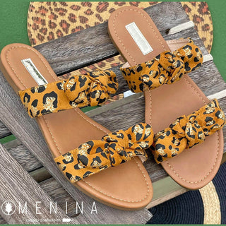 Buy marron DULCE-4 FLIP FLOP SANDAL IN ANIMAL PRINT WITH BOW