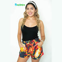 HIGH-WAISTED SHORTS WITH BOW AT THE WAIST AND COLORED PRINT
