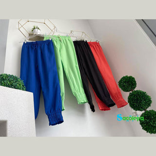 LOOSE JOGGER WITH ELASTIC WAIST AND ANKLE WITH CORD WAIST