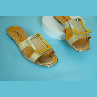 Buy gold STREET-3 FLAT SANDAL IN PATENT LEATHER