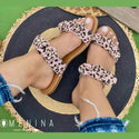 DULCE-4 FLIP FLOP SANDAL IN ANIMAL PRINT WITH BOW