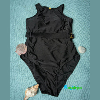 BLACK ONE PIECE SWIMSUIT WITH BELT