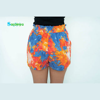 HIGH-WAISTED SHORTS WITH BOW AT THE WAIST AND COLORED PRINT