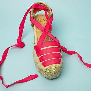Buy fuchsia ROMAN PLATFORMS WITH JUTE SOLES IN ELECTRIC COLORS
