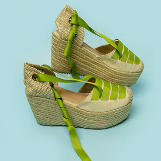 Buy green ROMAN PLATFORMS WITH JUTE SOLES IN ELECTRIC COLORS