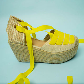 Buy yellow ROMAN PLATFORMS WITH JUTE SOLES IN ELECTRIC COLORS