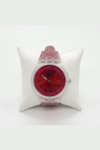Buy red Reloj juvenil de colores y escarcha