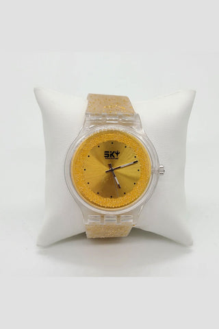 Buy gold Reloj juvenil de colores y escarcha