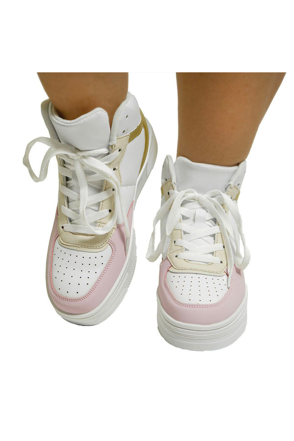 Sneakers de bota blancos en combinación de colores