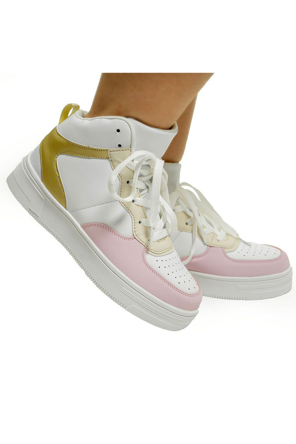 Sneakers de bota blancos en combinación de colores