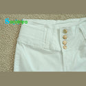 HIGH WAISTED WHITE JEANS WITH WORN BUTTONS