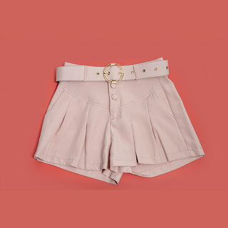Comprar pink Short plisado con cinturón y botones