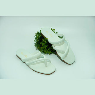 Buy white Flat strappy sandals in neutral colors