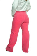 High-waisted pants with openings in both boots