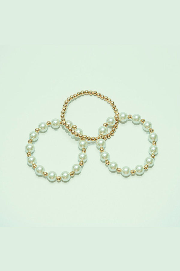 Set x 3 brazaletes con perlas