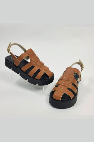 Buy tan Blaire platform sandals with straps