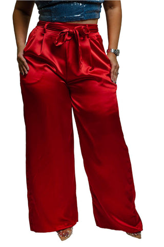Buy red Pantalón bota ancha con cinturón