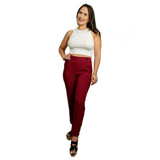 ELEGANT HIGH SHOT TROUSERS IN MUSTARD AND BURGUNDY