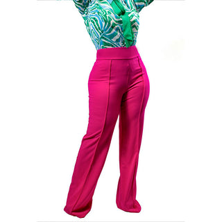 HIGH TROUSERS WITH WIDE BOOTS IN FUCHSIA AND GREEN COLORS
