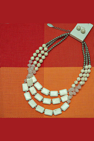 Comprar wh-white Set Maxi Collar bohemio y aretes
