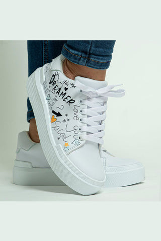 Buy white-white Sneakers blancos con diseño en letras urbano
