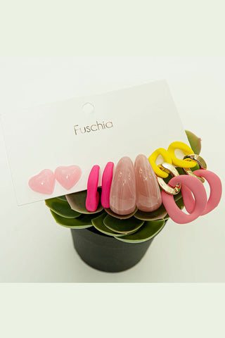 Comprar pink Set x4 aretes de acrílico en colores pastel
