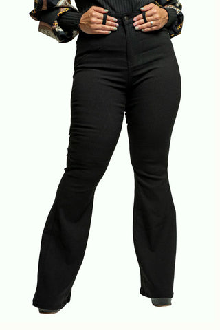 Comprar black Jean hyper stretch de tiro alto y bota ancha