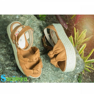 Buy tan NILKA-G PLATFORMS WITH JUTE AND FRONT KNOTS